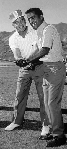 Sammy Davis Jr. and Bo Wininger at the Canyon Country Club in Palm Springs for The Frank Sinatra Invitational Golf Tournament