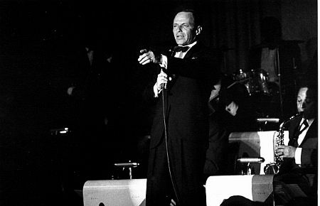 Frank Sinatra performing at the Sands Hotel, Las Vegas, circa 1962. Modern silver gelatin, 11x14, estate stamped. $600 © 1978 Ted Allan MPTV