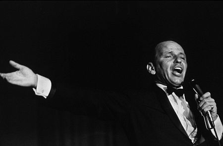 Frank Sinatra performing at the Sands Hotel, Las Vegas, 1964. Modern silver gelatin, 11x14, stamped. $600 © 1978 David Sutton MPTV