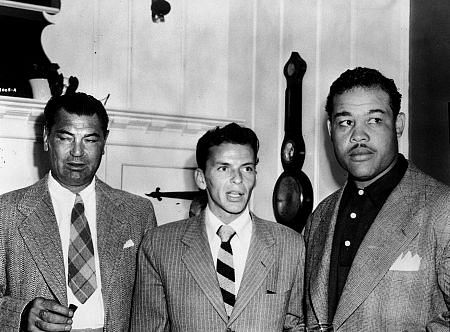 Frank Sinatra with boxing champions Joe Louis and Jack Dempsey c.1947