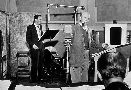 Frank Sinatra and Axel Stordahl in a recording session c.1953