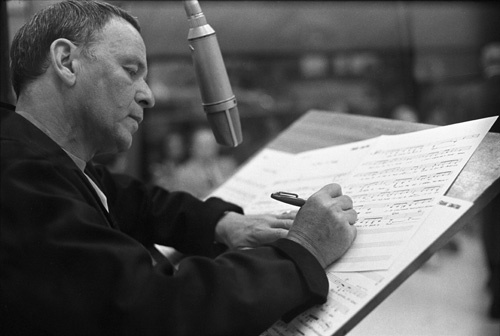 Frank Sinatra at a Los Angeles recording session in March of 1969