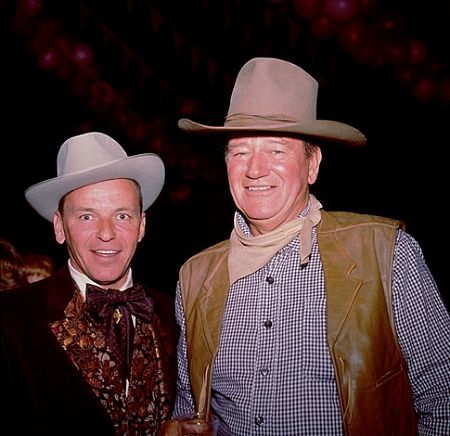 John Wayne and Frank Sinatra at Share Party, 1965.