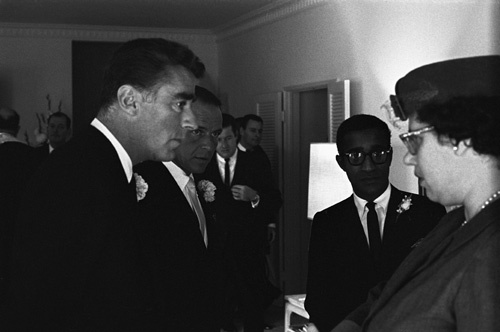 Peter Lawford and Frank Sinatra at Sammy Davis Jr.'s wedding to May Britt 11-13-1960