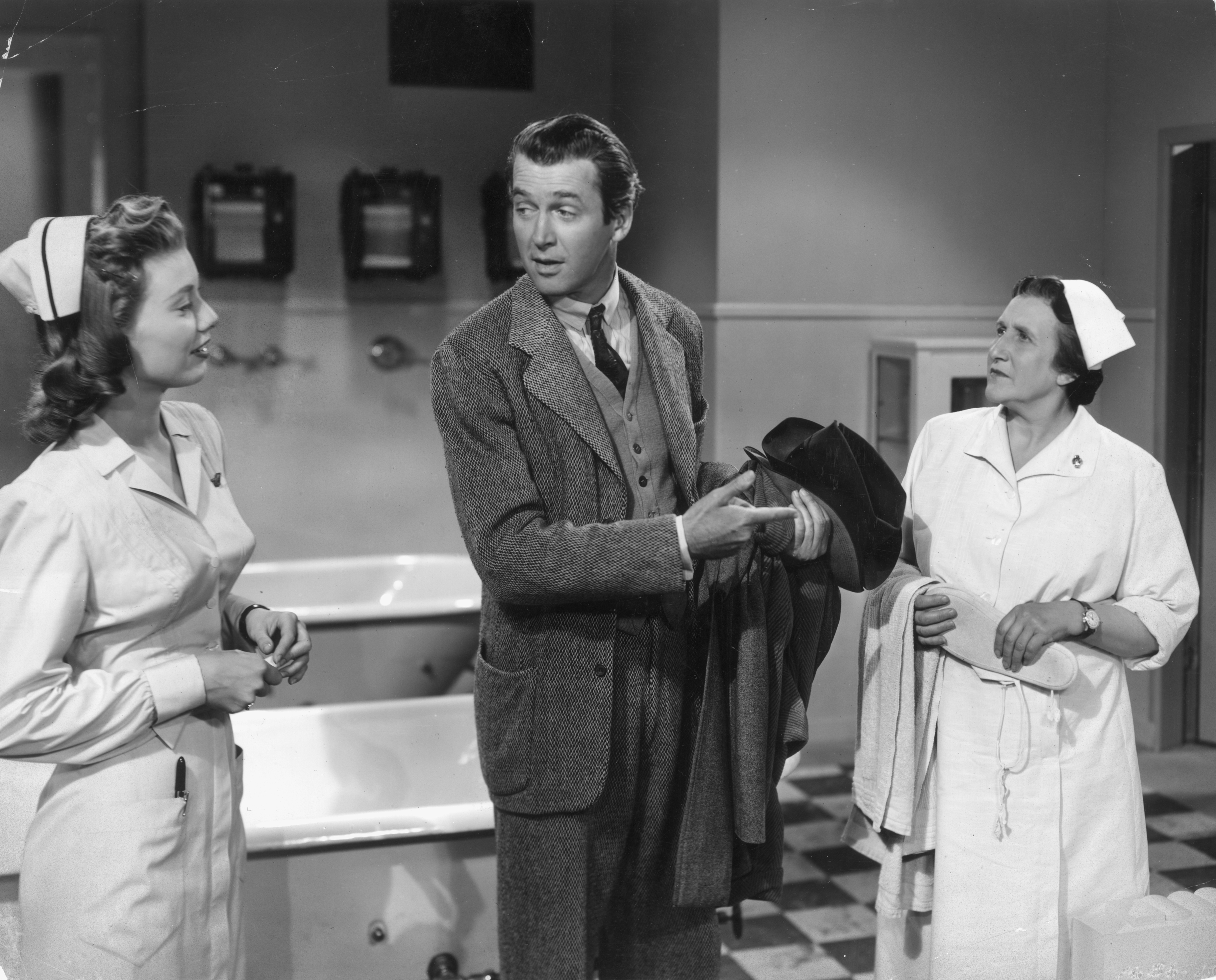 Still of James Stewart, Peggy Dow and Minerva Urecal in Harvey (1950)