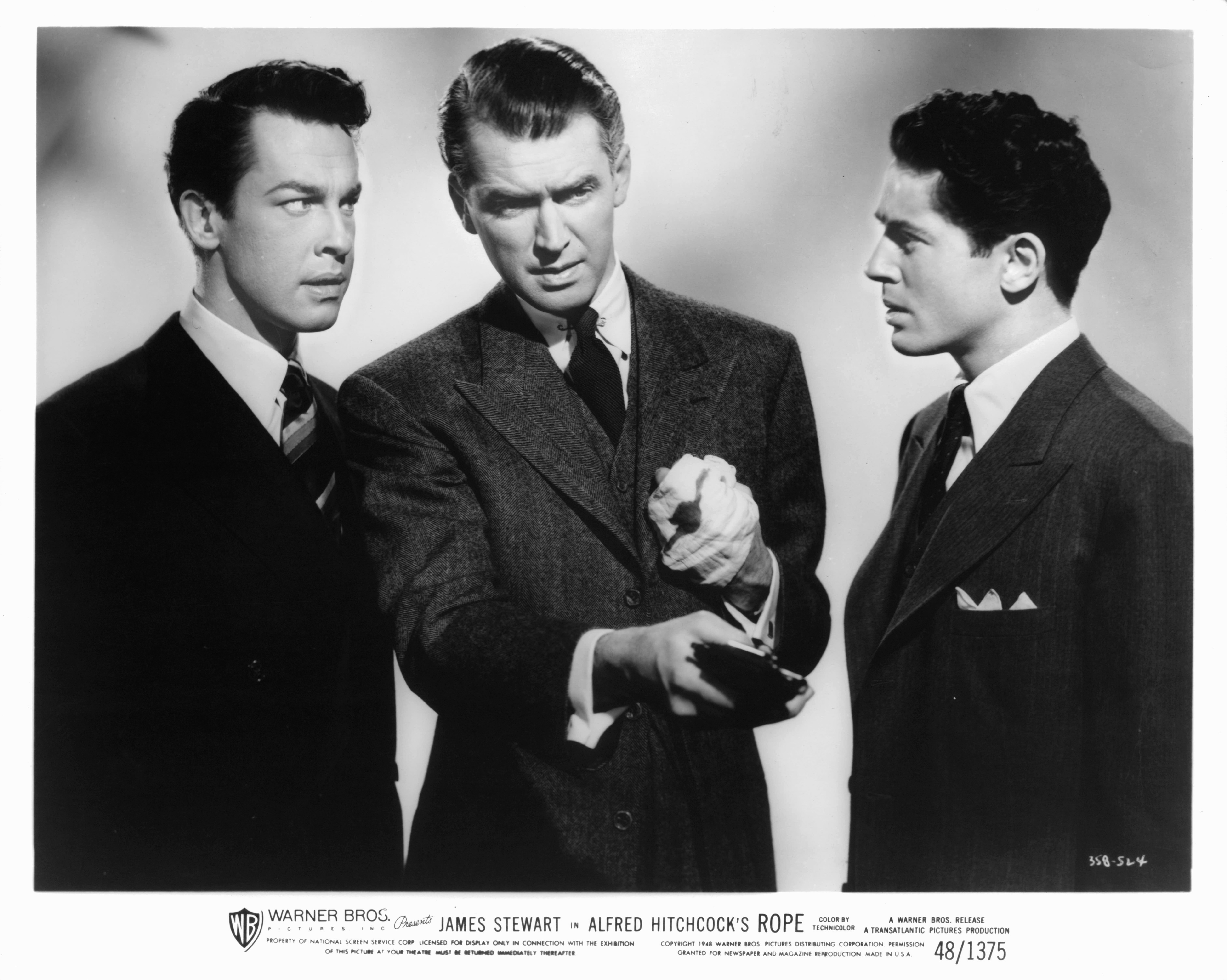 Still of James Stewart, John Dall and Farley Granger in Rope (1948)