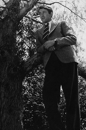 James Stewart leaning on a tree, 1936. Vintage silver gelatin, 13x10, estate stamped. $1200 © 1978 Ted Allan MPTV