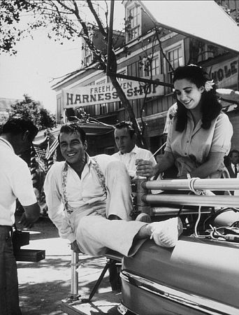 Elizabeth Taylor with Montgomery Clift on the set of 