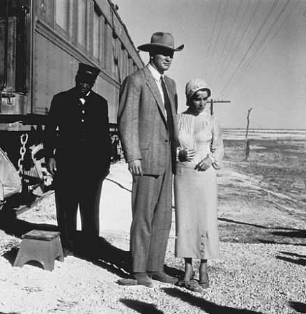 Elizabeth Taylor and Rock Hudson on location for 