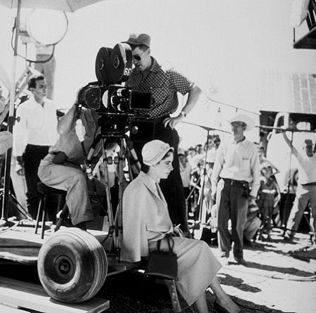 Elizabeth Taylor on the set of 