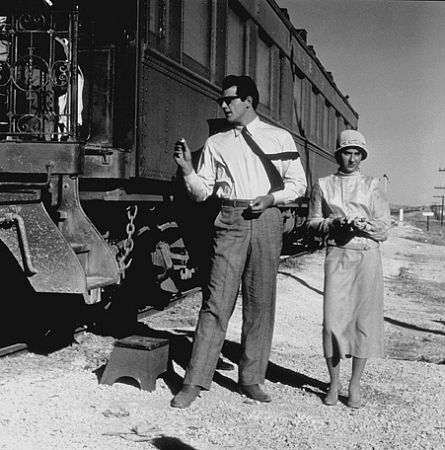 Elizabeth Taylor and Rock Hudson on the set of 