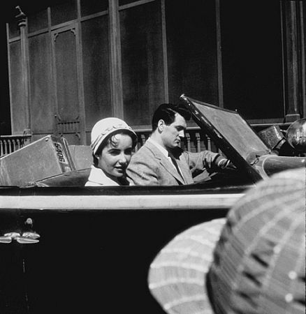 Elizabeth Taylor and Rock Hudson on the set of 