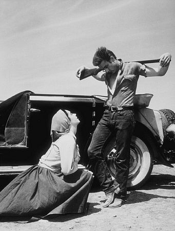 Elizabeth Taylor and James Dean on the set of 