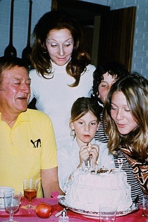 John, Pilar, Marissa, Ethan, and Aissa Wayne on Aissa's 16th birthday, 1972.