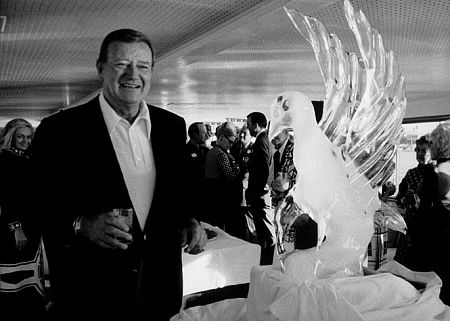 With ice sculpture, circa 1970.