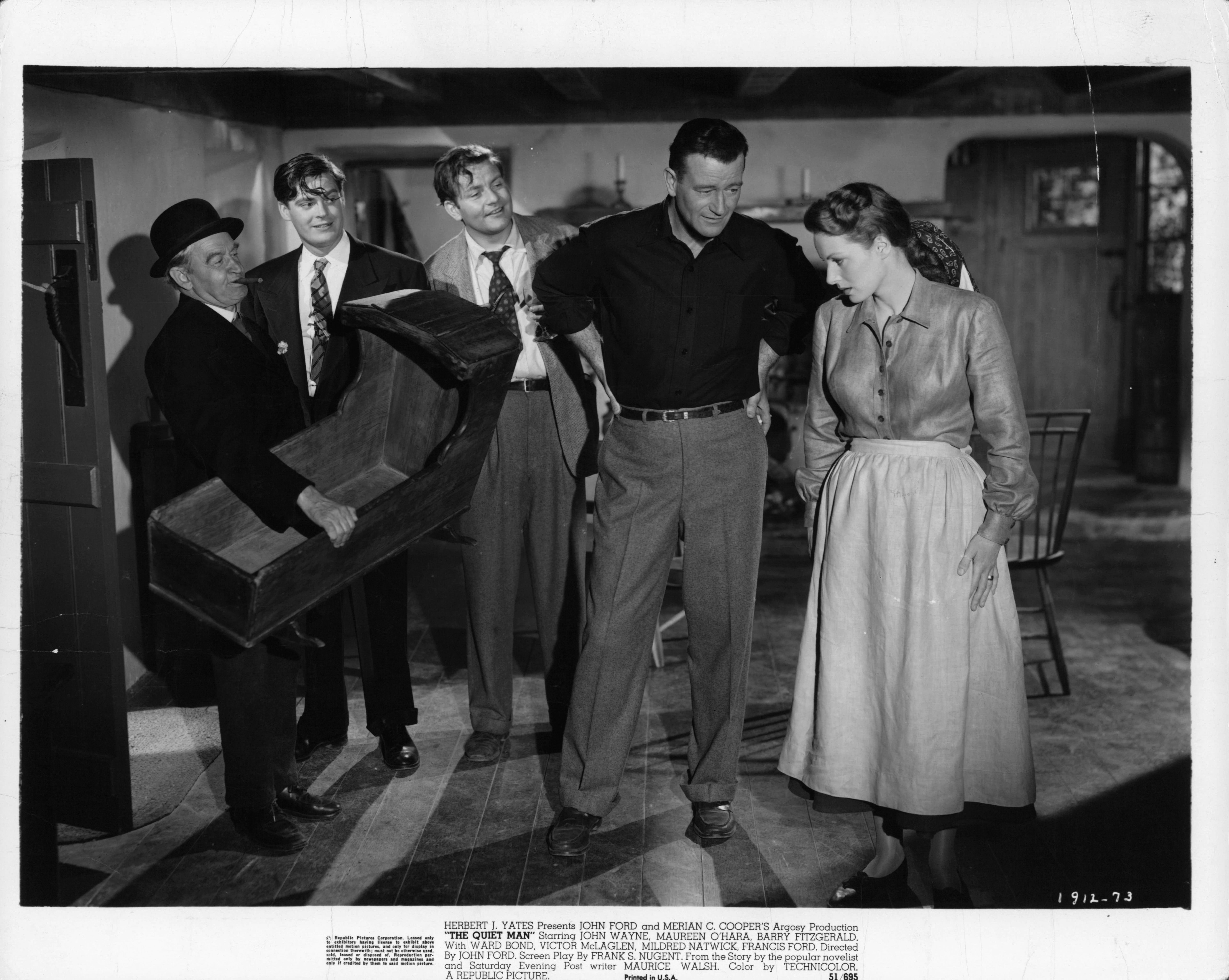 Still of Maureen O'Hara, John Wayne and Barry Fitzgerald in The Quiet Man (1952)