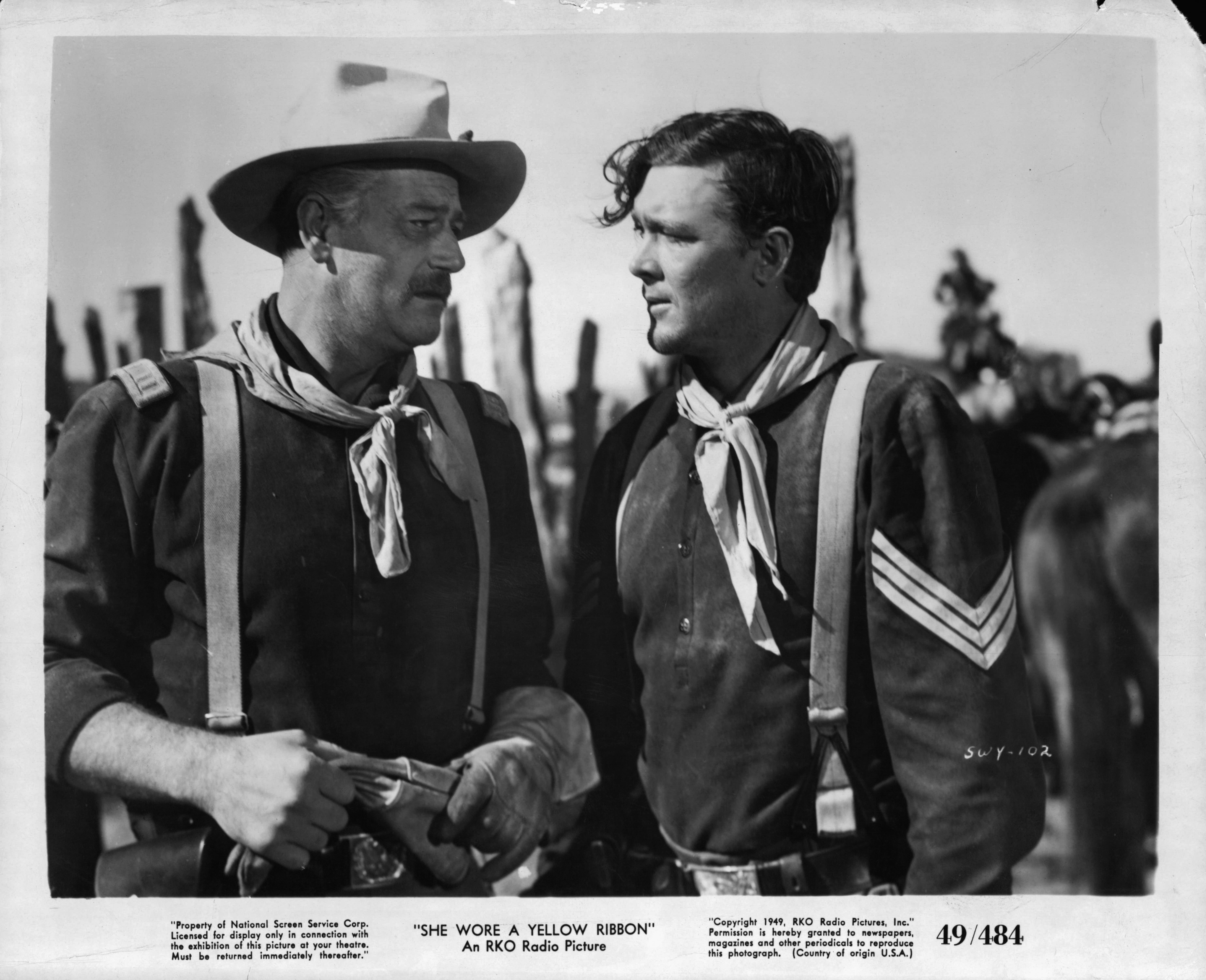 Still of John Wayne, Ben Johnson and Arthur Shields in She Wore a Yellow Ribbon (1949)
