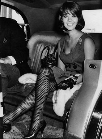 Natalie Wood arriving at London Airport, 1964.