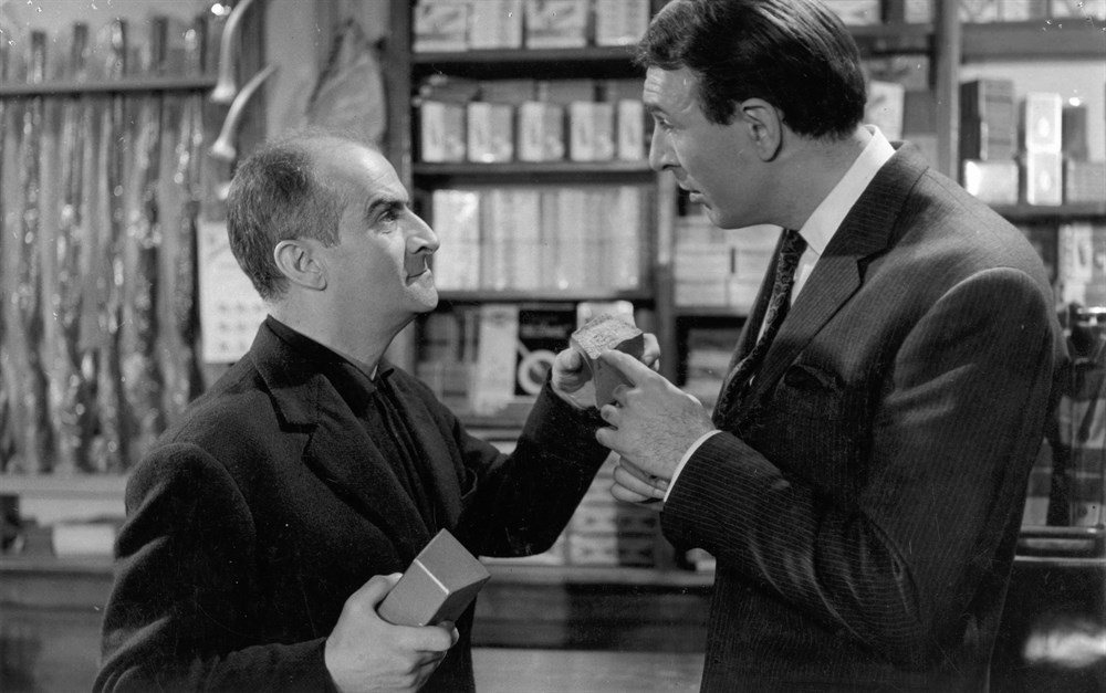 Still of Louis de Funès and Jean-Pierre Marielle in Let's Rob the Bank (1964)