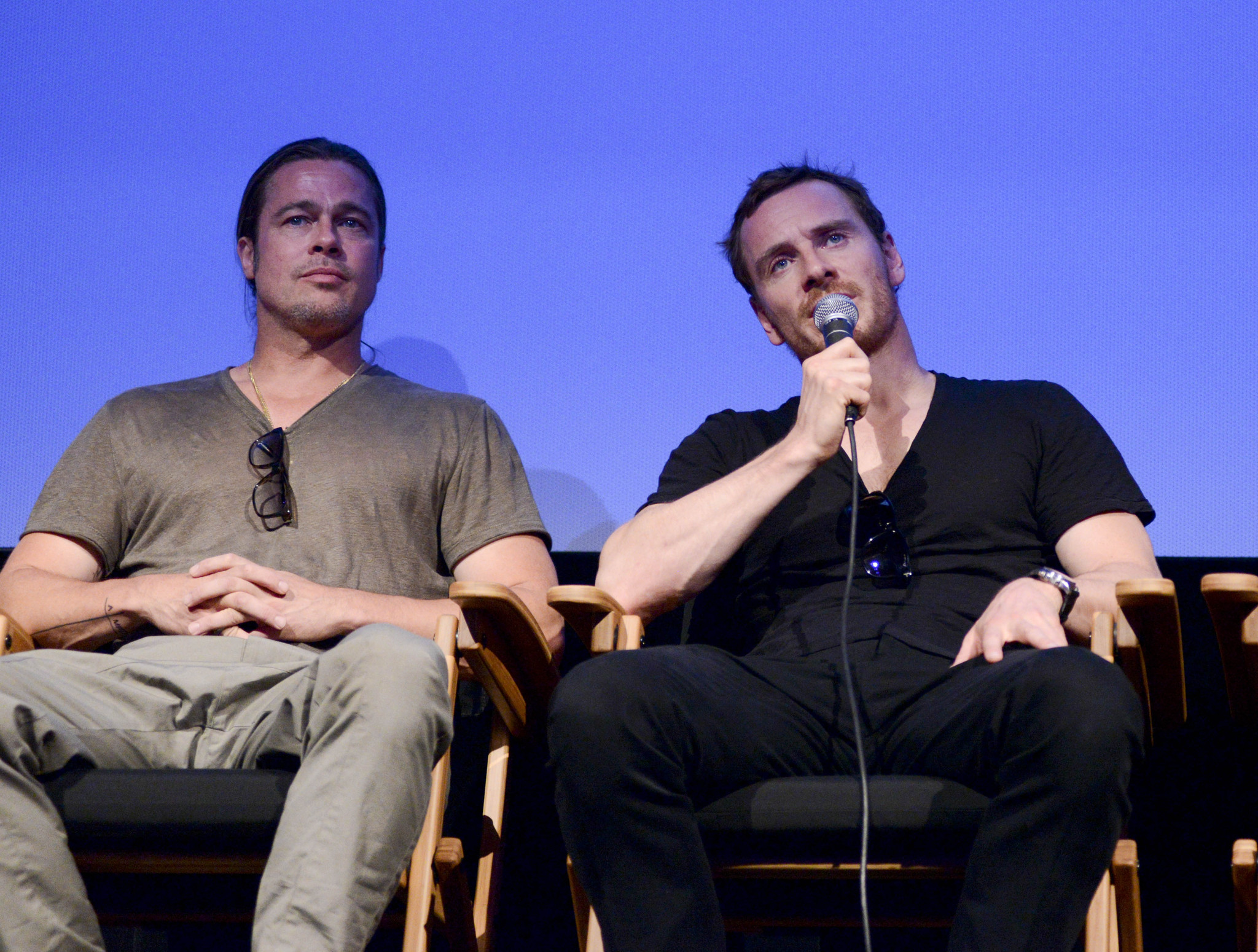 Brad Pitt and Michael Fassbender at event of 12 vergoves metu (2013)