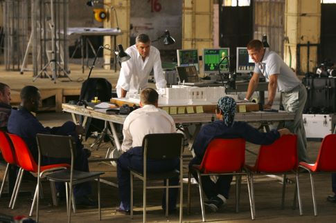 (L-r) SCOTT CAAN, DON CHEADLE ,GEORGE CLOONEY, BRAD PITT and (with backs to camera) MATT DAMON and SHAOBO QIN.