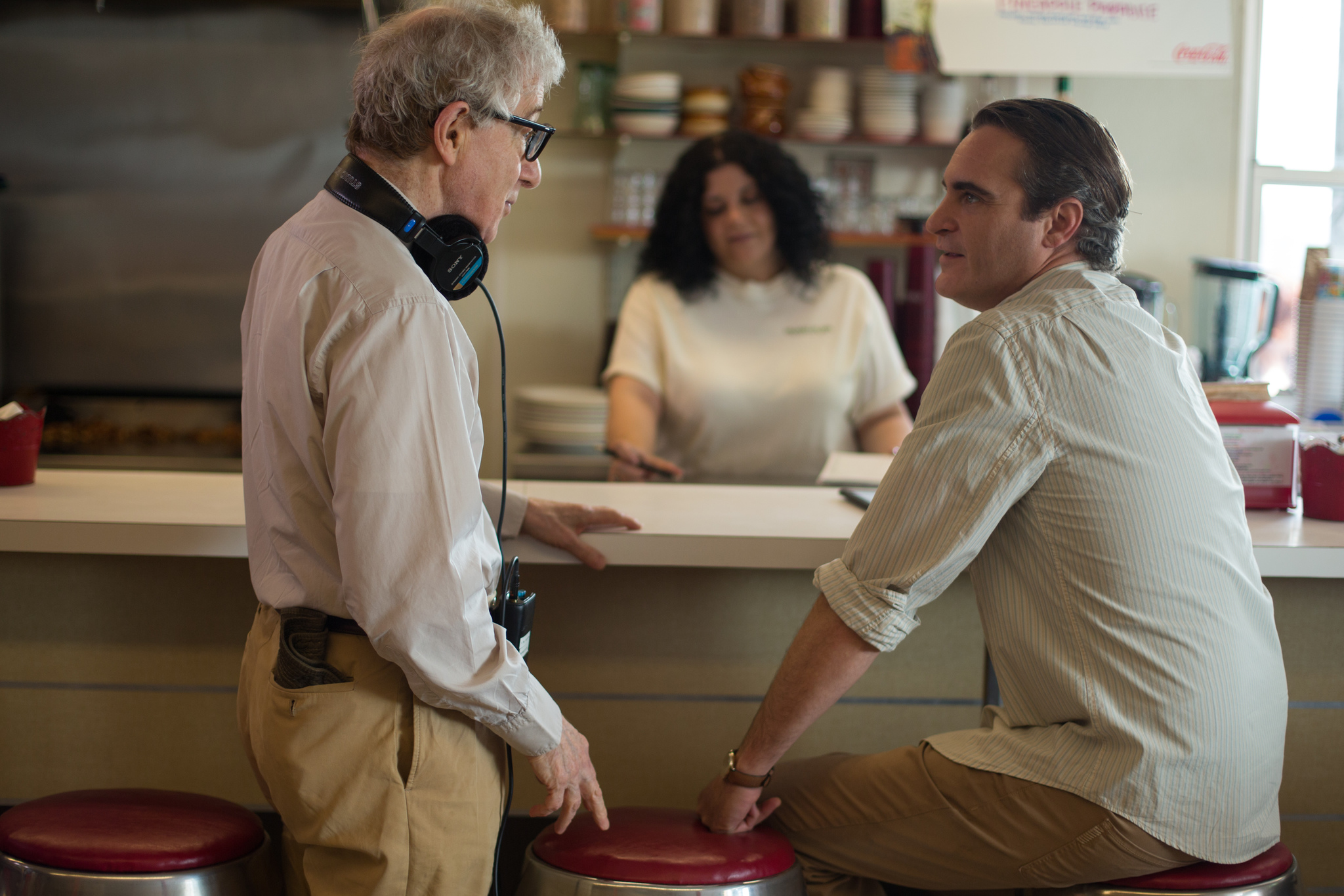Still of Woody Allen and Joaquin Phoenix in Irrational Man (2015)