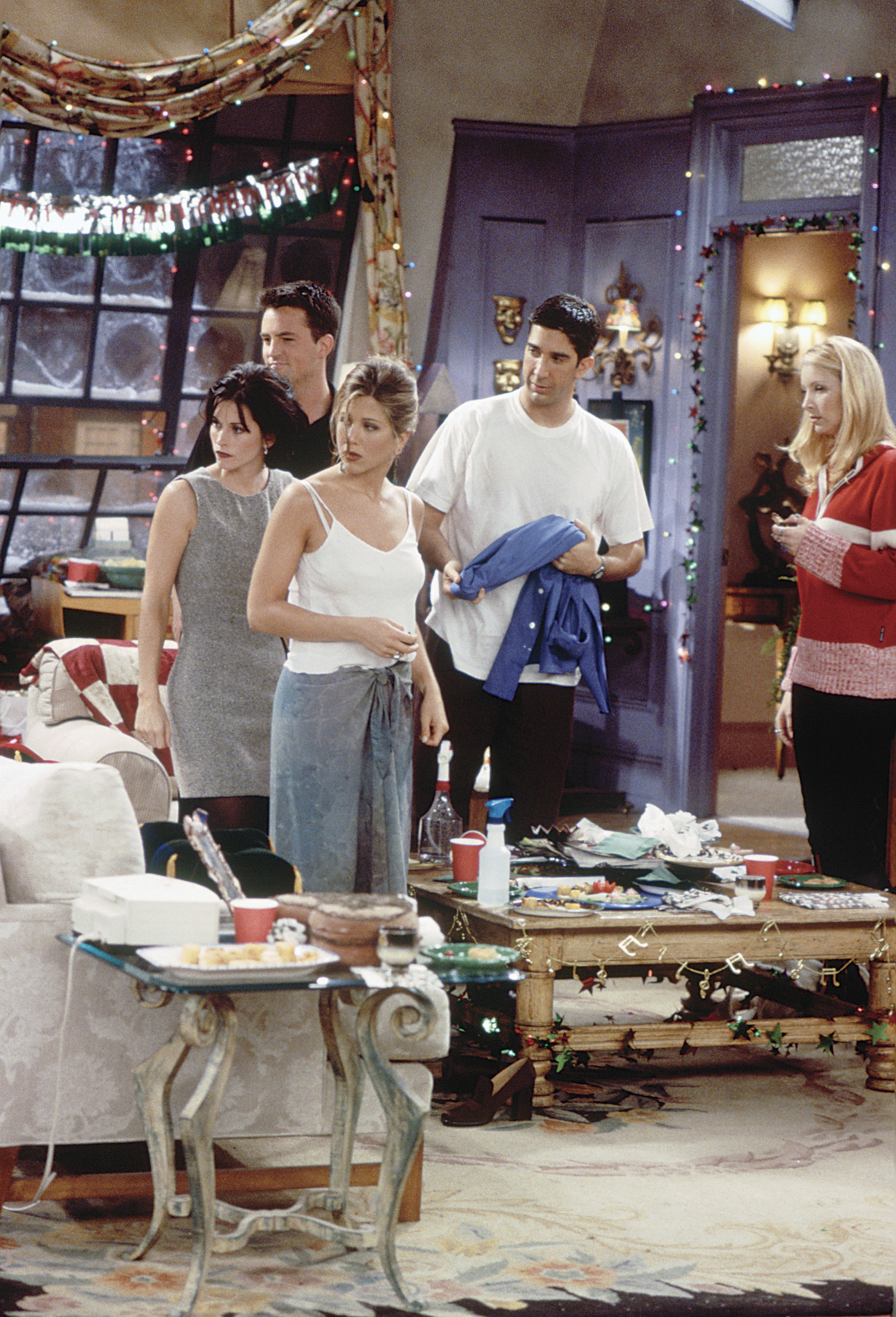 Still of Jennifer Aniston, Courteney Cox, Lisa Kudrow, Matthew Perry and David Schwimmer in Draugai (1994)