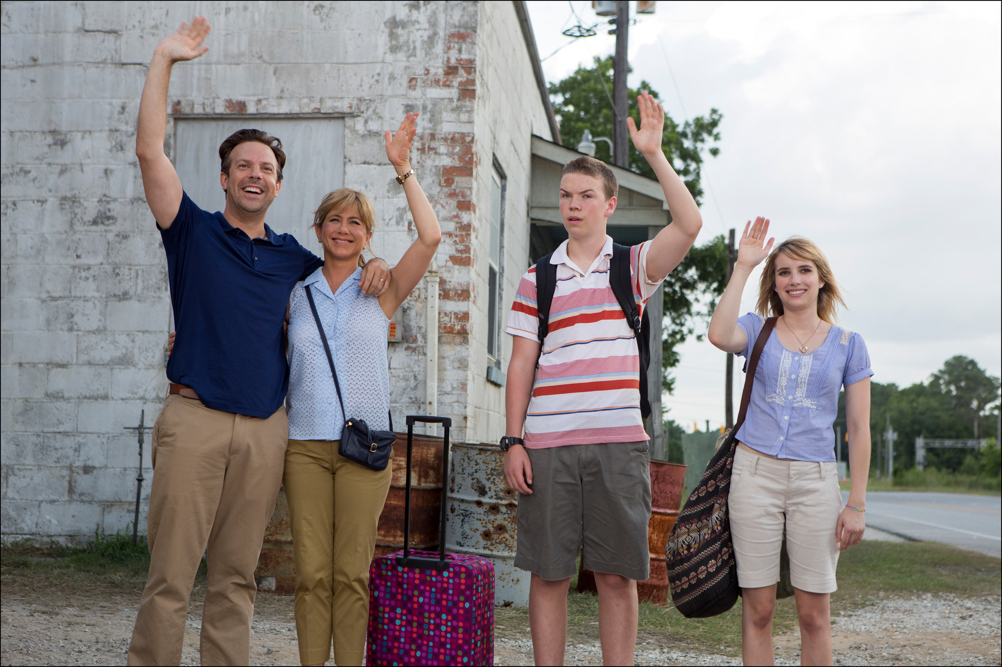 Still of Jennifer Aniston, Emma Roberts, Jason Sudeikis and Will Poulter in Labas, mes Mileriai (2013)