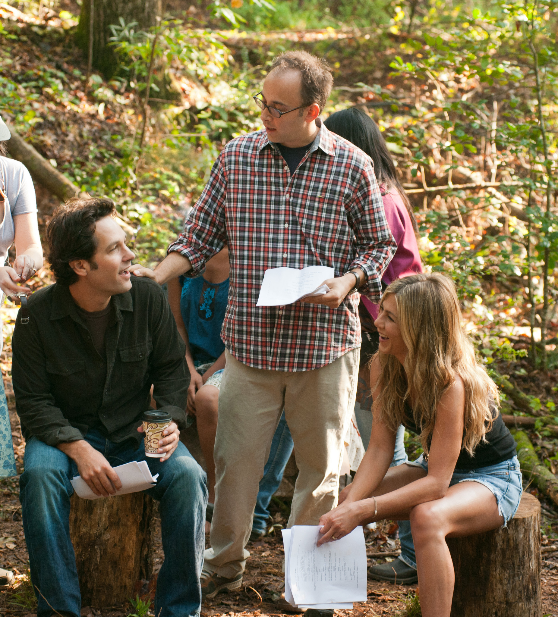 Still of Jennifer Aniston, Paul Rudd and David Wain in Wanderlust (2012)