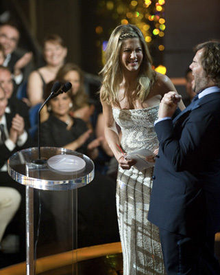 Presenters Jennifer Aniston and Jack Black during the live ABC Telecast of the 81st Annual Academy Awards® from the Kodak Theatre, in Hollywood, CA Sunday, February 22, 2009.