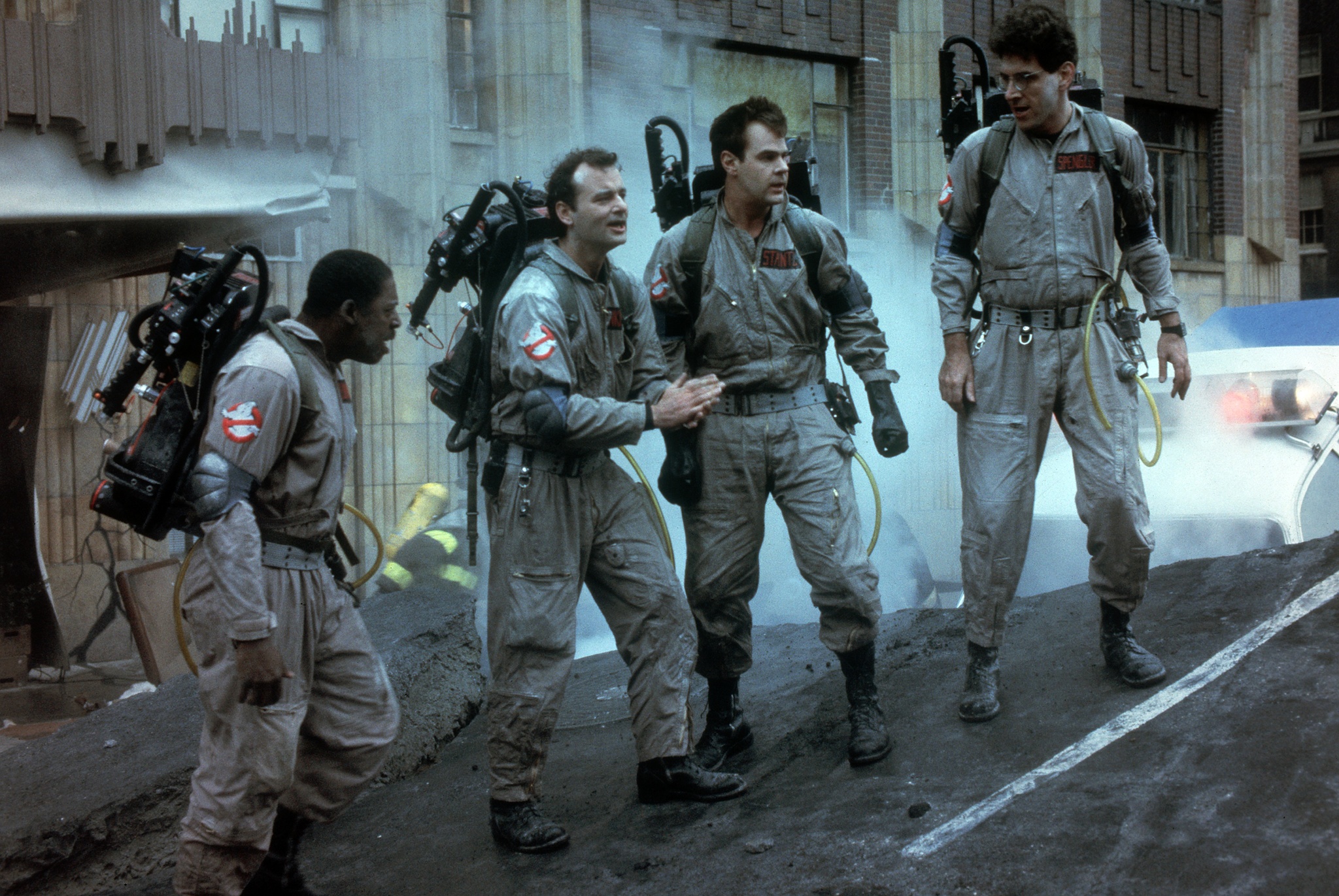 Still of Dan Aykroyd, Bill Murray, Harold Ramis and Ernie Hudson in Ghost Busters (1984)