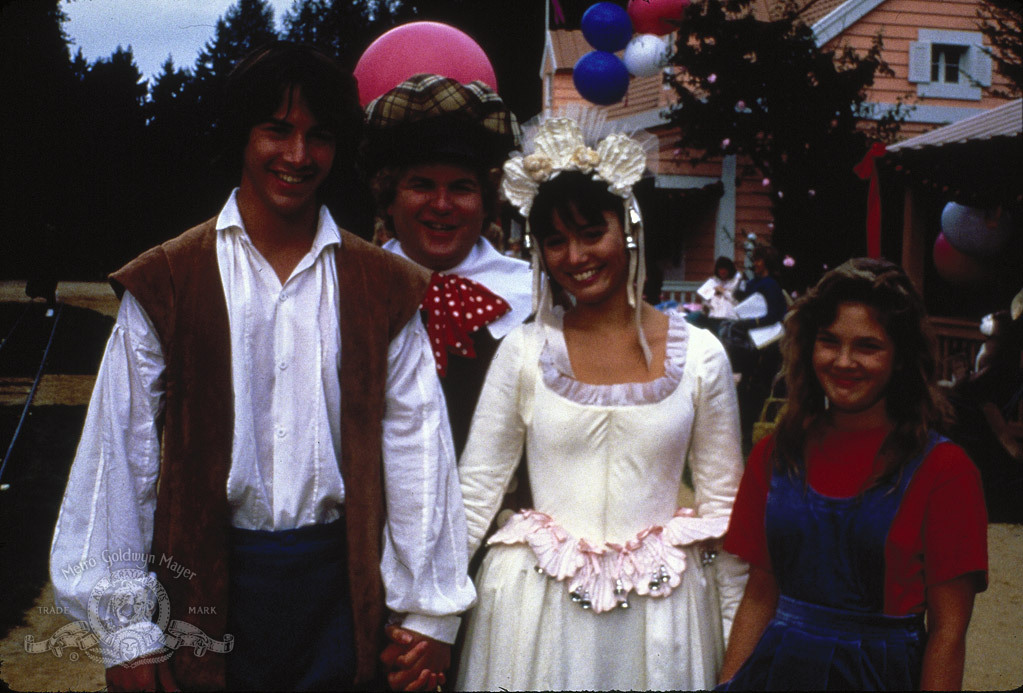 Still of Drew Barrymore, Keanu Reeves and Jill Schoelen in Babes in Toyland (1986)