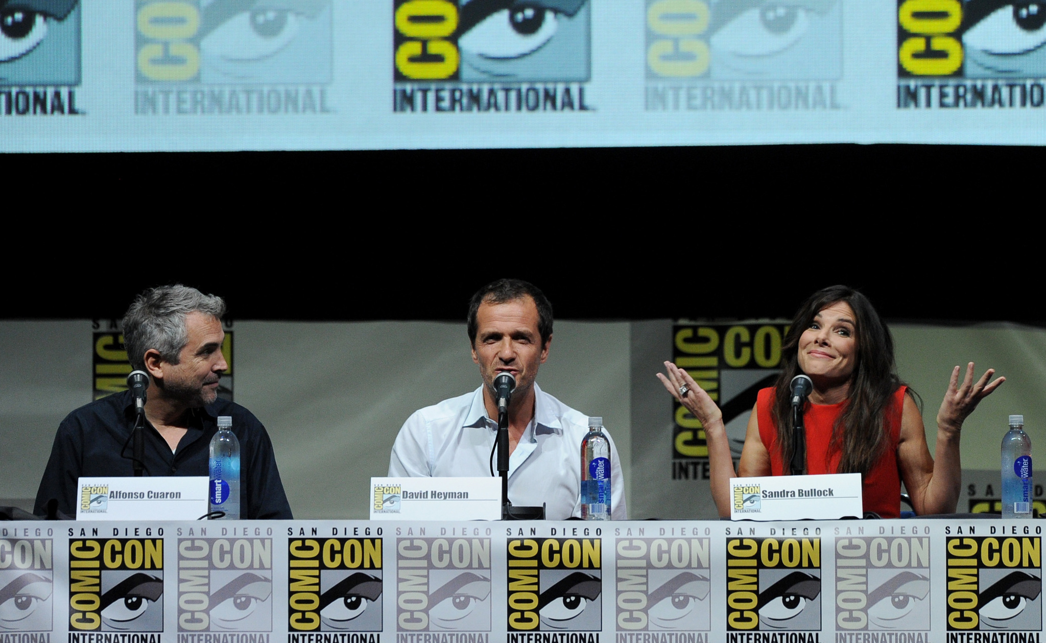 Sandra Bullock, Alfonso Cuarón and David Heyman