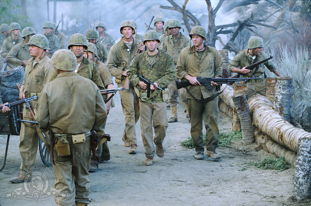 Still of Nicolas Cage, Noah Emmerich, Peter Stormare and Adam Beach in Windtalkers (2002)
