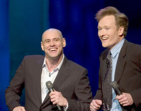 Still of Jim Carrey and Conan O'Brien in Late Night with Conan O'Brien (1993)