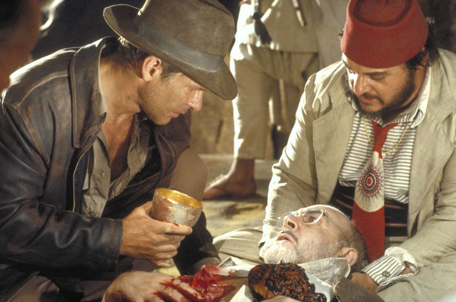 Still of Sean Connery, Harrison Ford and John Rhys-Davies in Indiana Dzounsas ir paskutinis kryziaus zygis (1989)