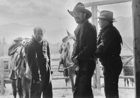 Still of Kevin Costner, Robert Duvall and Michael Jeter in Open Range (2003)