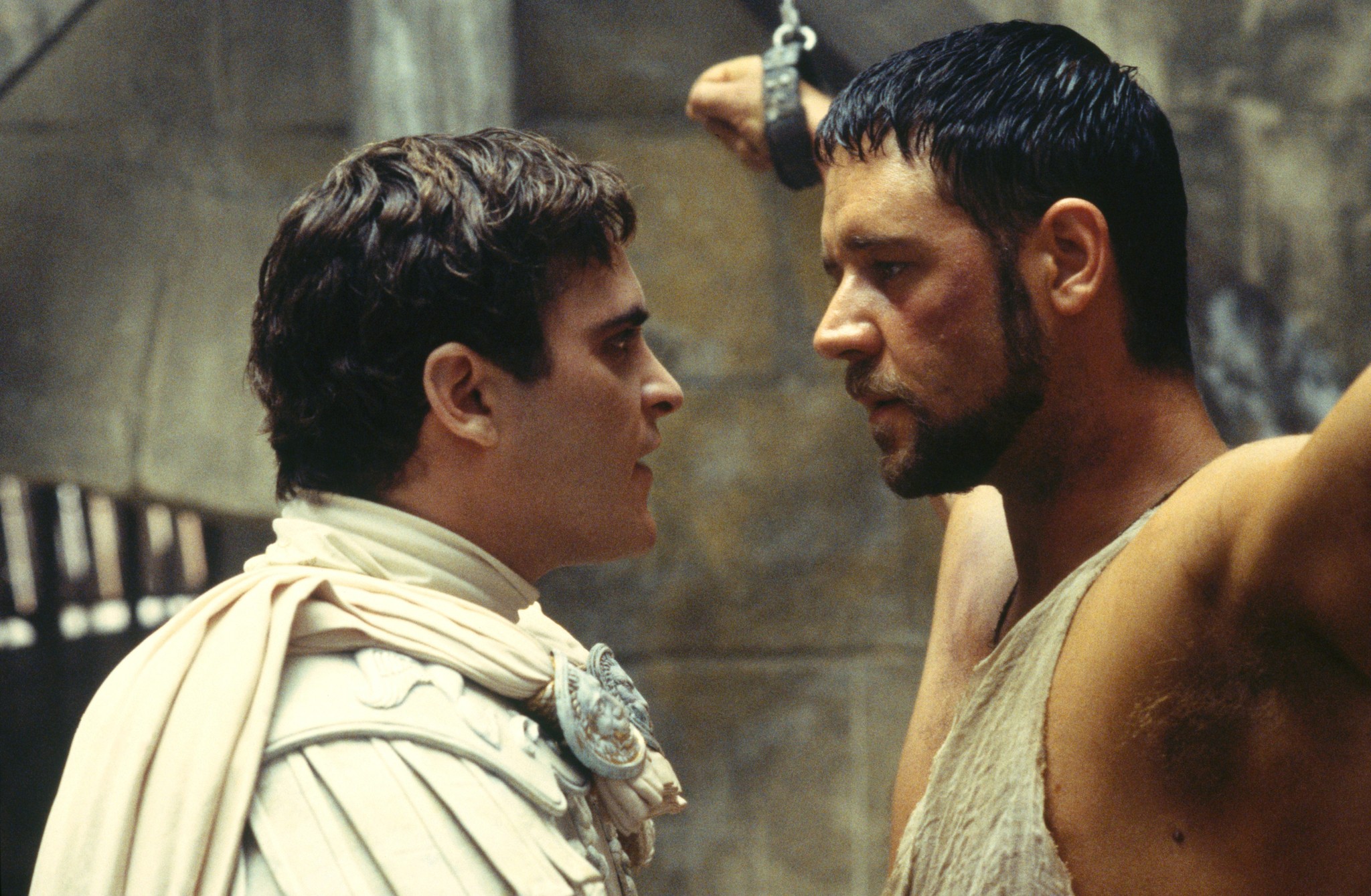 Still of Russell Crowe and Joaquin Phoenix in Gladiatorius (2000)