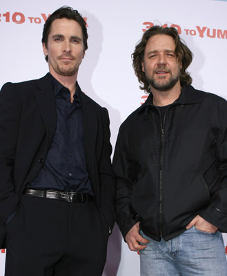 Russell Crowe and Christian Bale at event of Traukinys i Juma (2007)