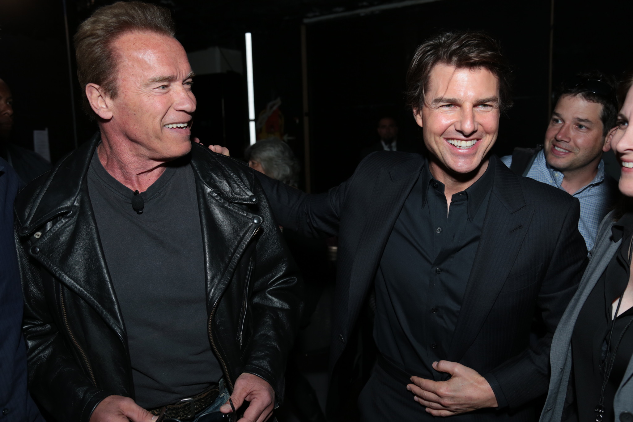 Tom Cruise and Arnold Schwarzenegger in Terminator Genisys (2015)
