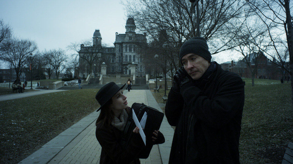 Still of John Cusack and Emma Roberts in Adult World (2013)