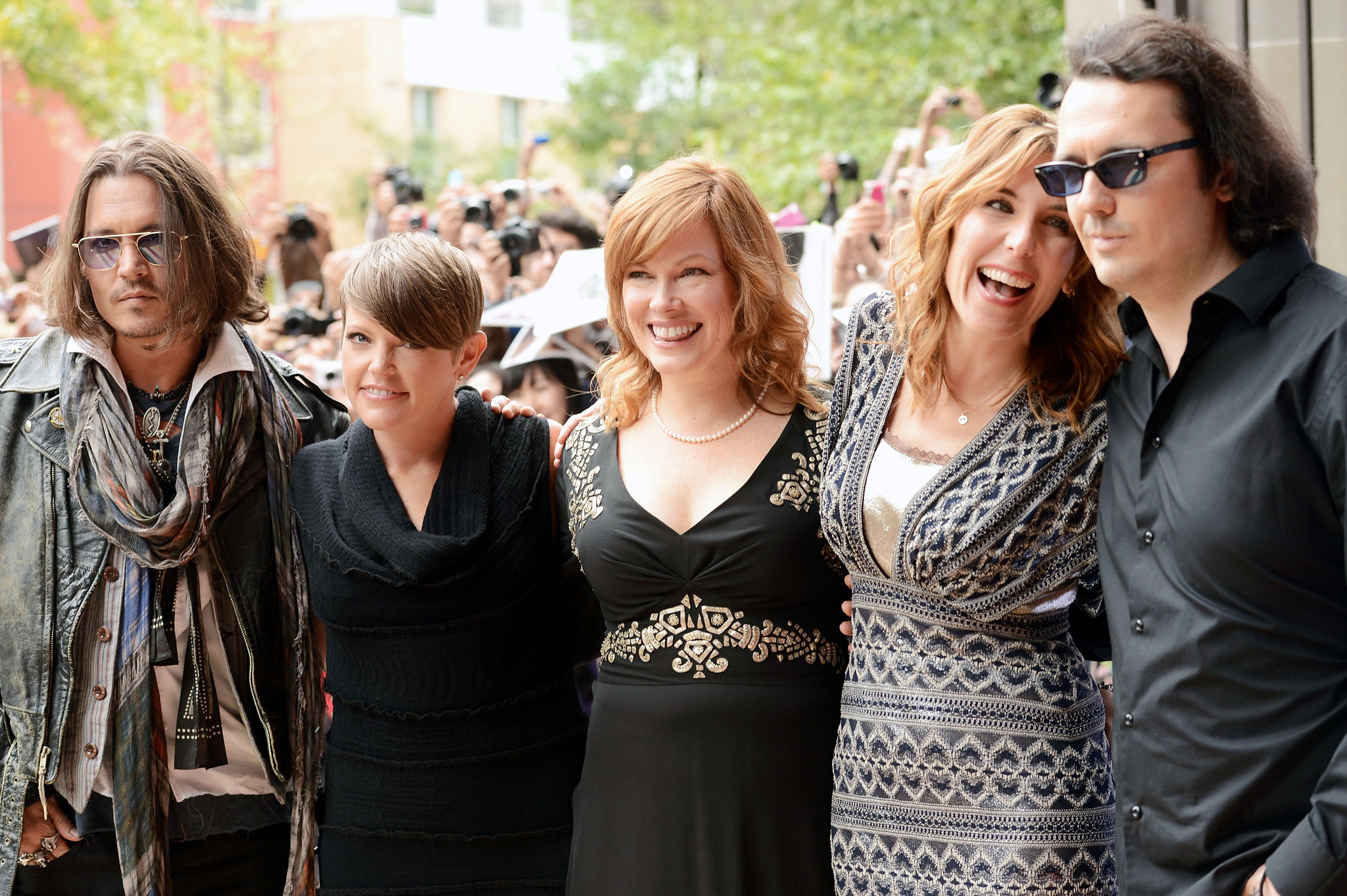 Johnny Depp, Damien Wayne Echols, Natalie Maines, Amy Berg and Lorri Davis at event of West of Memphis (2012)