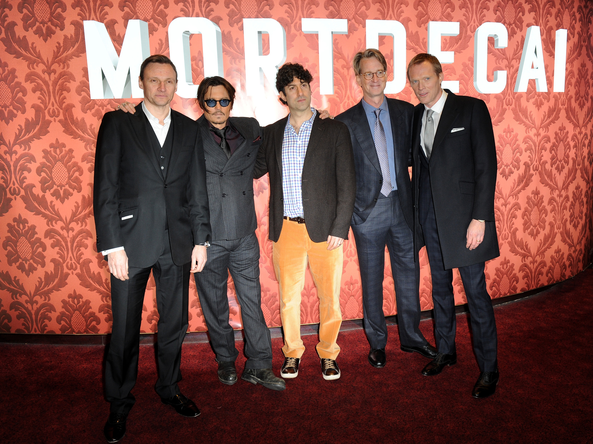 Johnny Depp, Eric Aronson, Paul Bettany and David Koepp at event of Usuotasis Ponas Mortdecai (2015)