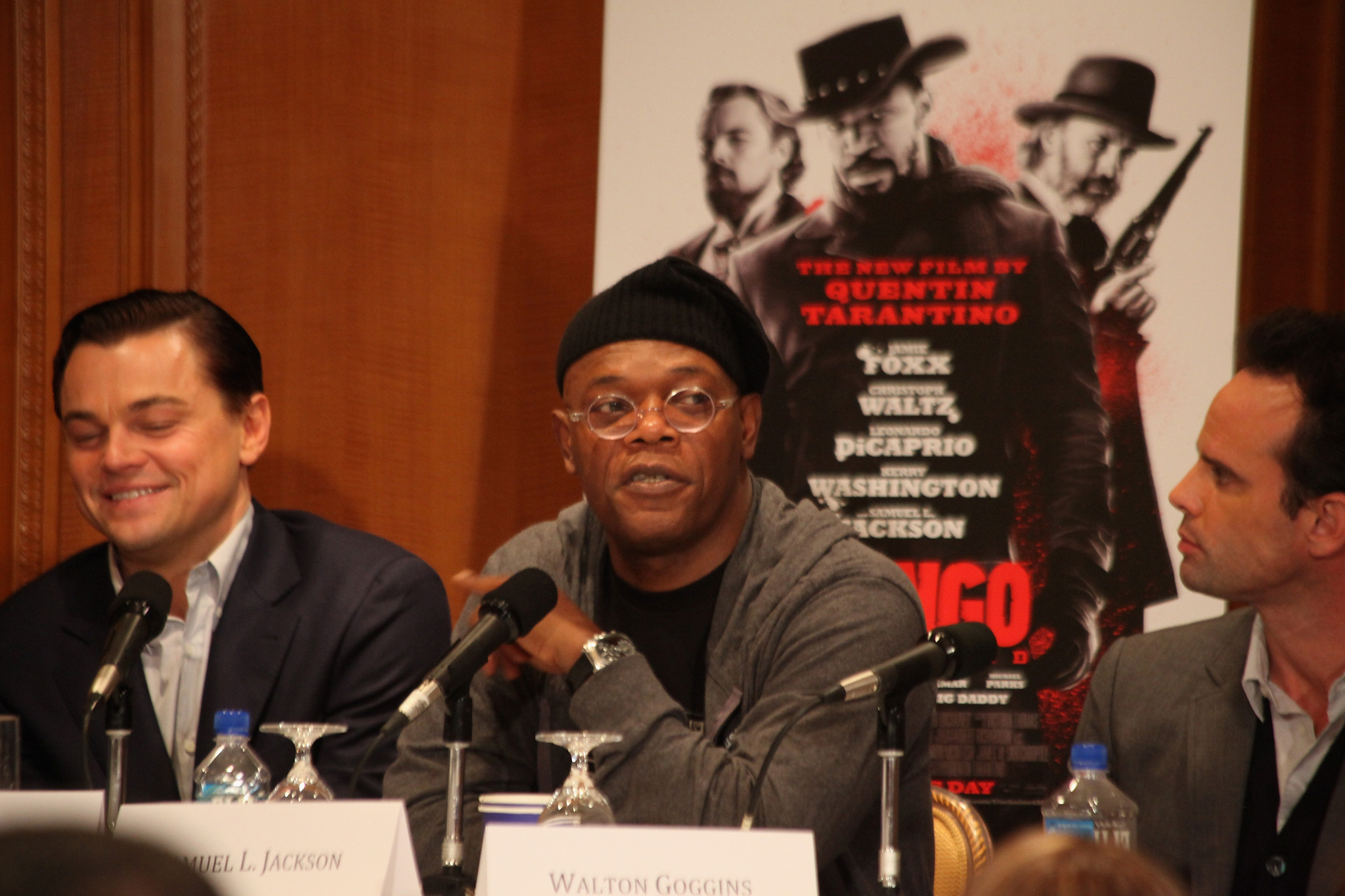 Leonardo DiCaprio, Samuel L. Jackson and Walton Goggins at event of Istrukes Dzango (2012)