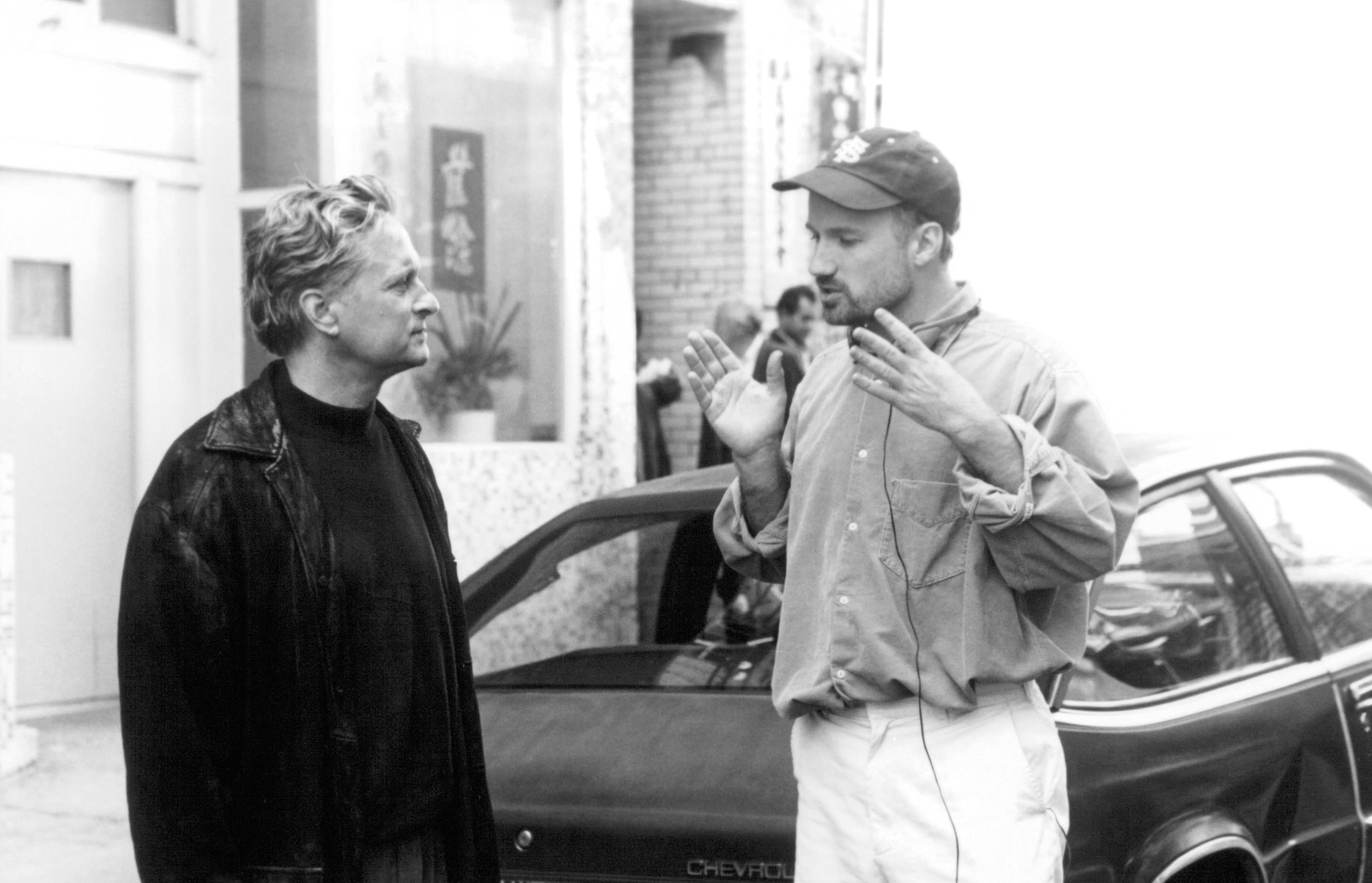 Still of Michael Douglas and David Fincher in The Game (1997)