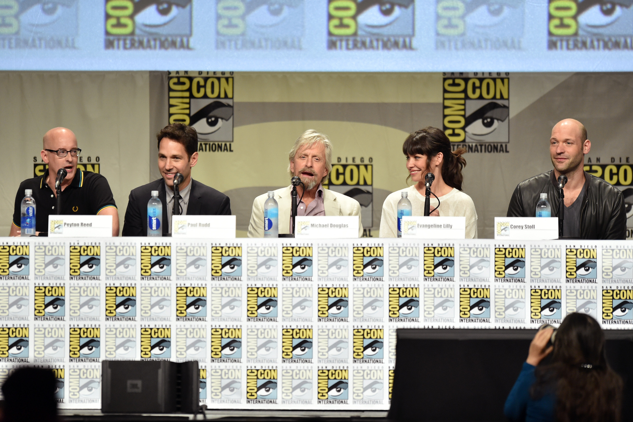 Michael Douglas, Peyton Reed, Paul Rudd, Corey Stoll, Evangeline Lilly and Kevin Winter