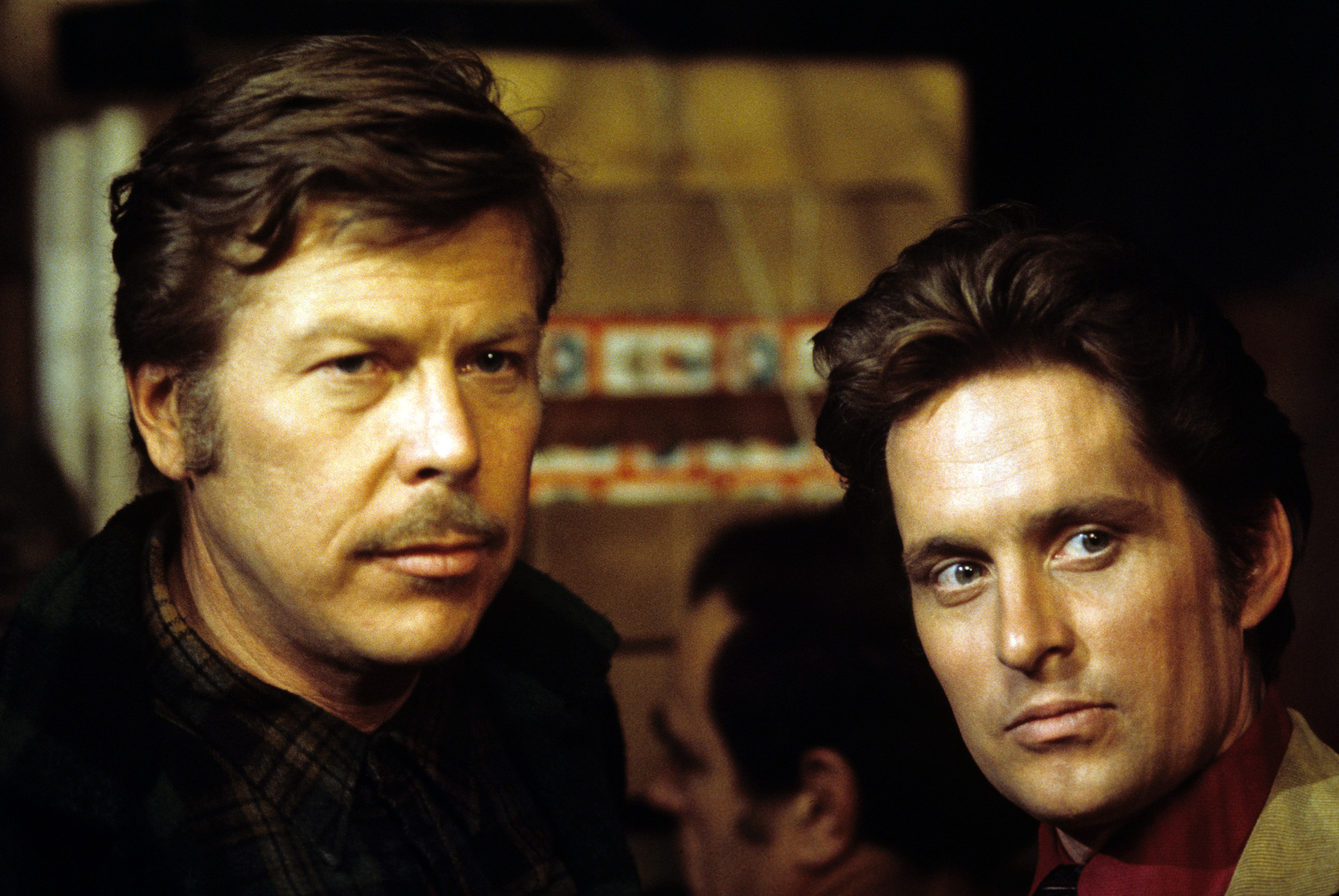 Still of Michael Douglas and Albert Salmi in The Streets of San Francisco: The House on Hyde Street (1973)