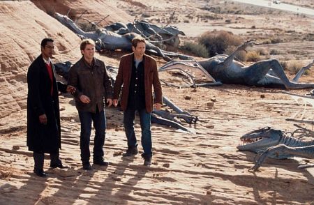 Still of David Duchovny, Seann William Scott and Orlando Jones in Evolution (2001)