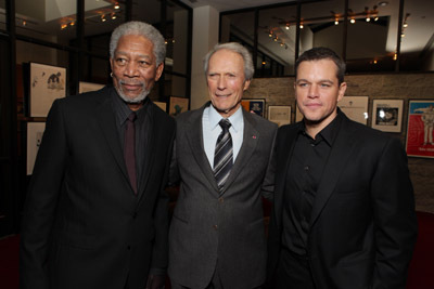 Clint Eastwood, Morgan Freeman and Matt Damon at event of Nenugalimas (2009)