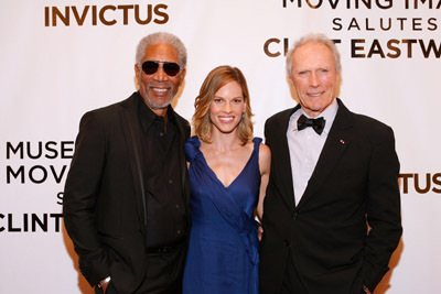 Clint Eastwood, Morgan Freeman and Hilary Swank